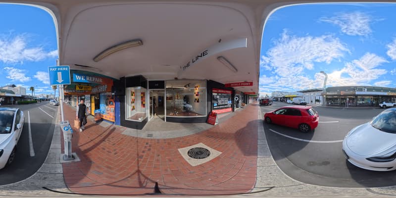 360 view outside The Line Gallery frontage on Heretaunga Street