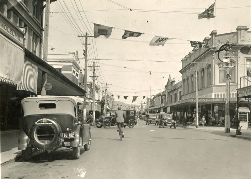 Heretaunga Street looking east from Roach's Corner...1930s