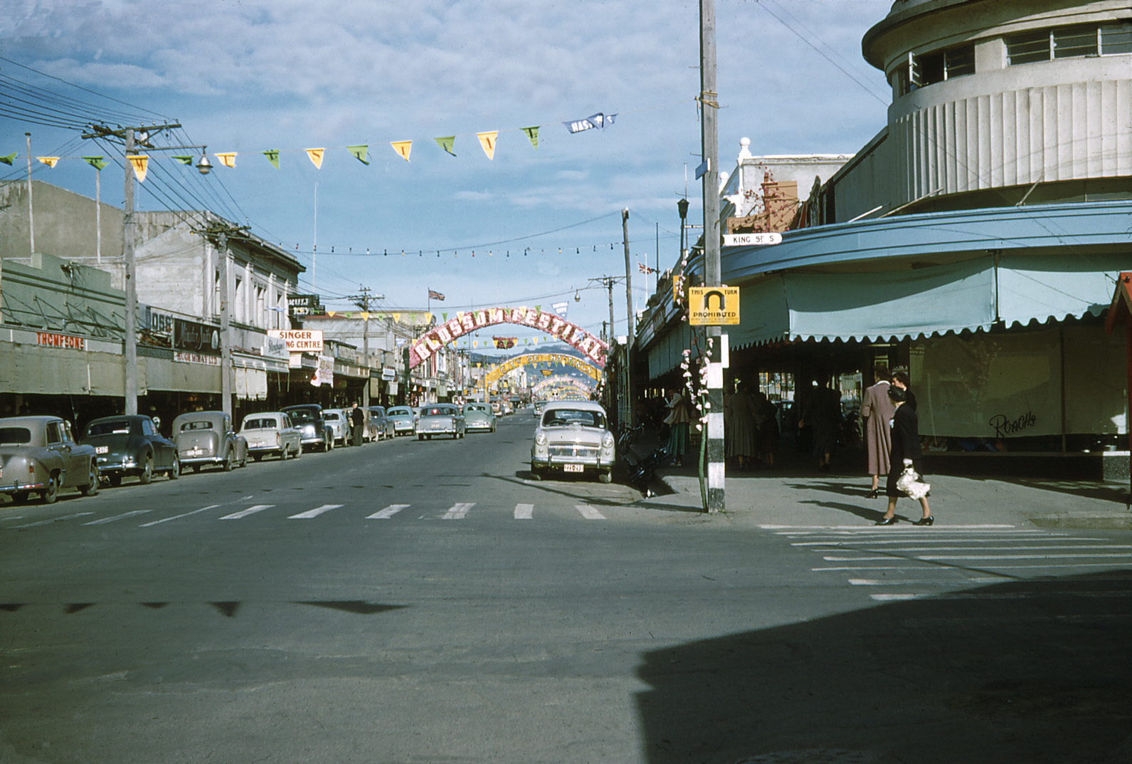Blossom Festival 1956 — Heretaunga Street West looking east from King Street South