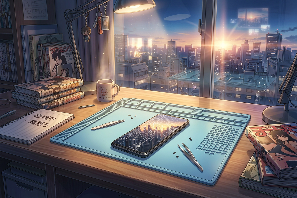 iPhone with a completely smashed and shattered screen showing severe cracking across the full display — a screen replacement repair available from WestSide phone repairers in Hawke's Bay