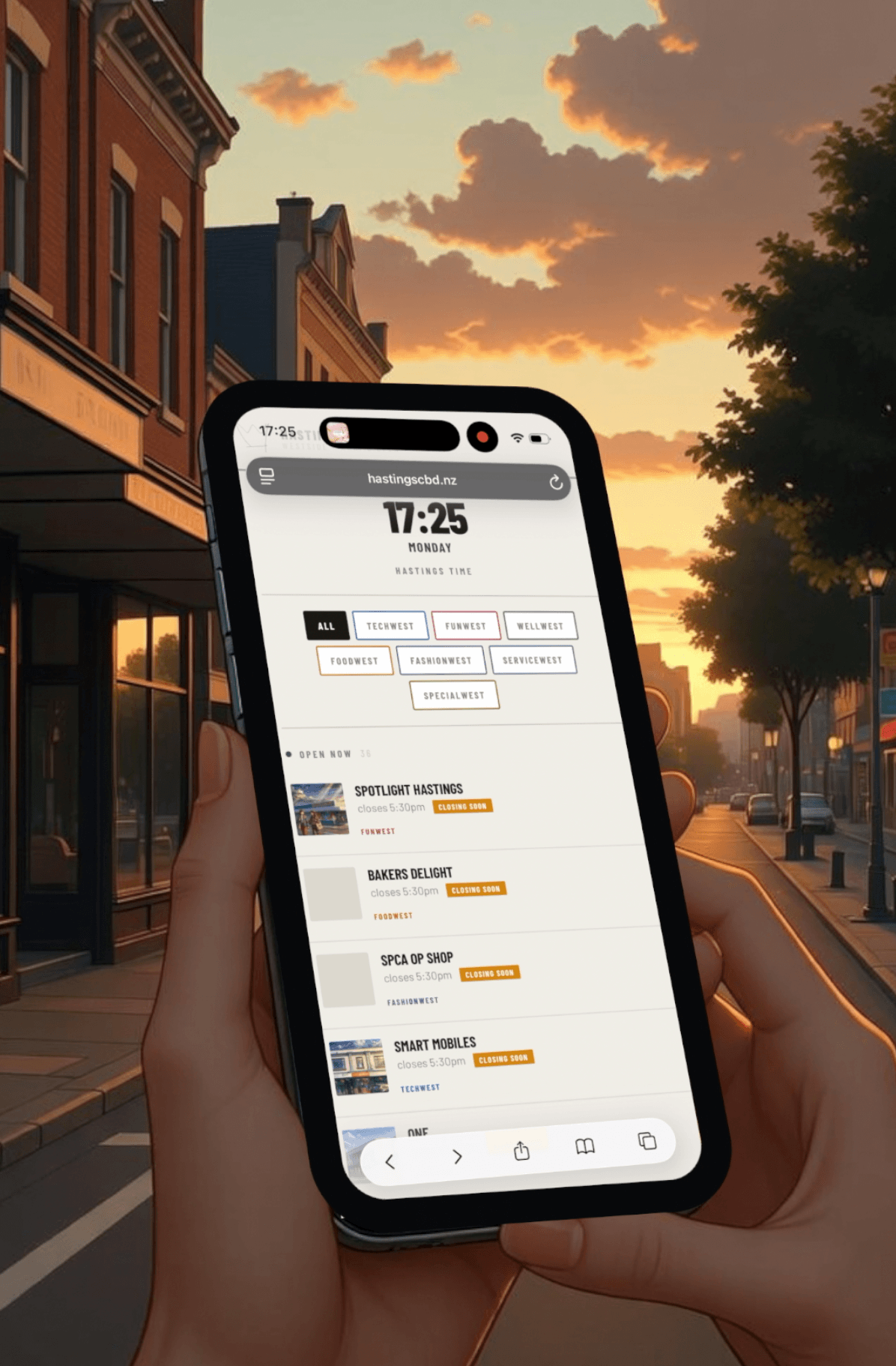 What's Open Right Now — live Hastings clock and closing-soon badges