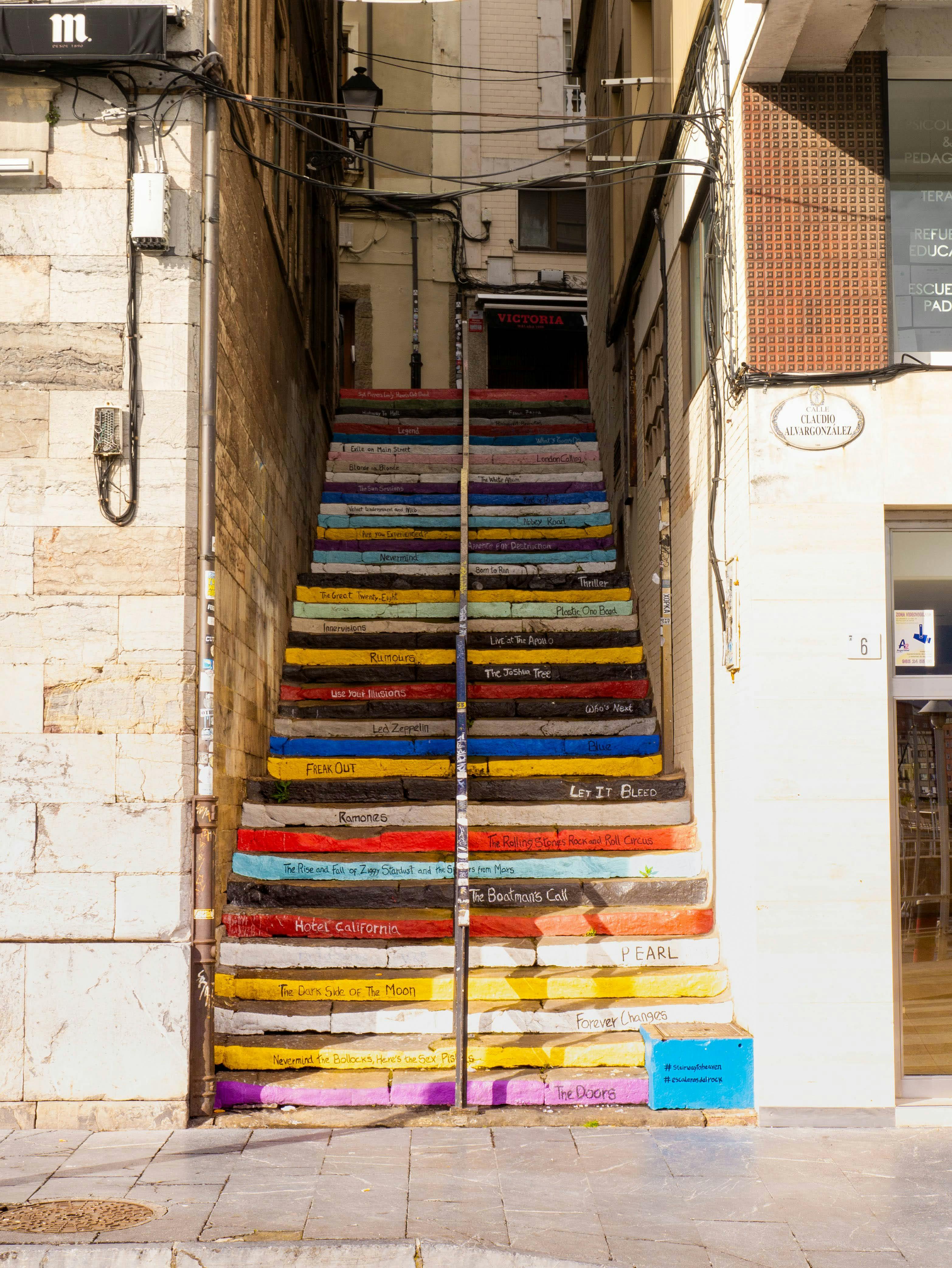 Colourful painted stairs Gijón Spain